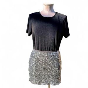 Express Sparkly Silver Sequin Party Miniskirt